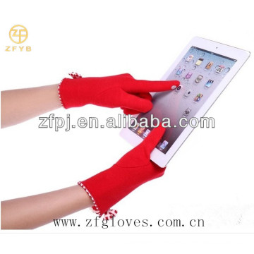 Red Color Wool Glove For Touch Screen